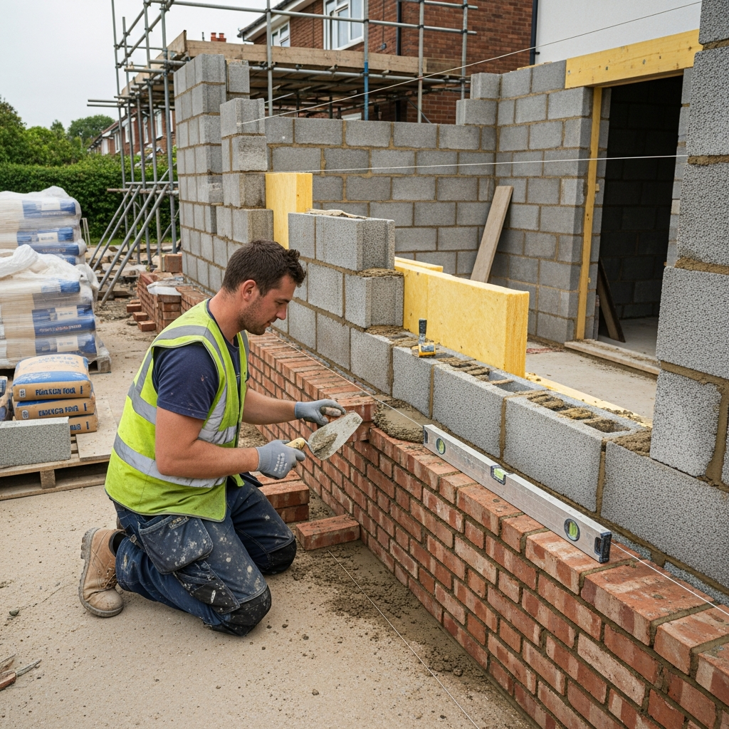 Brick and blockwork cavity wall construction