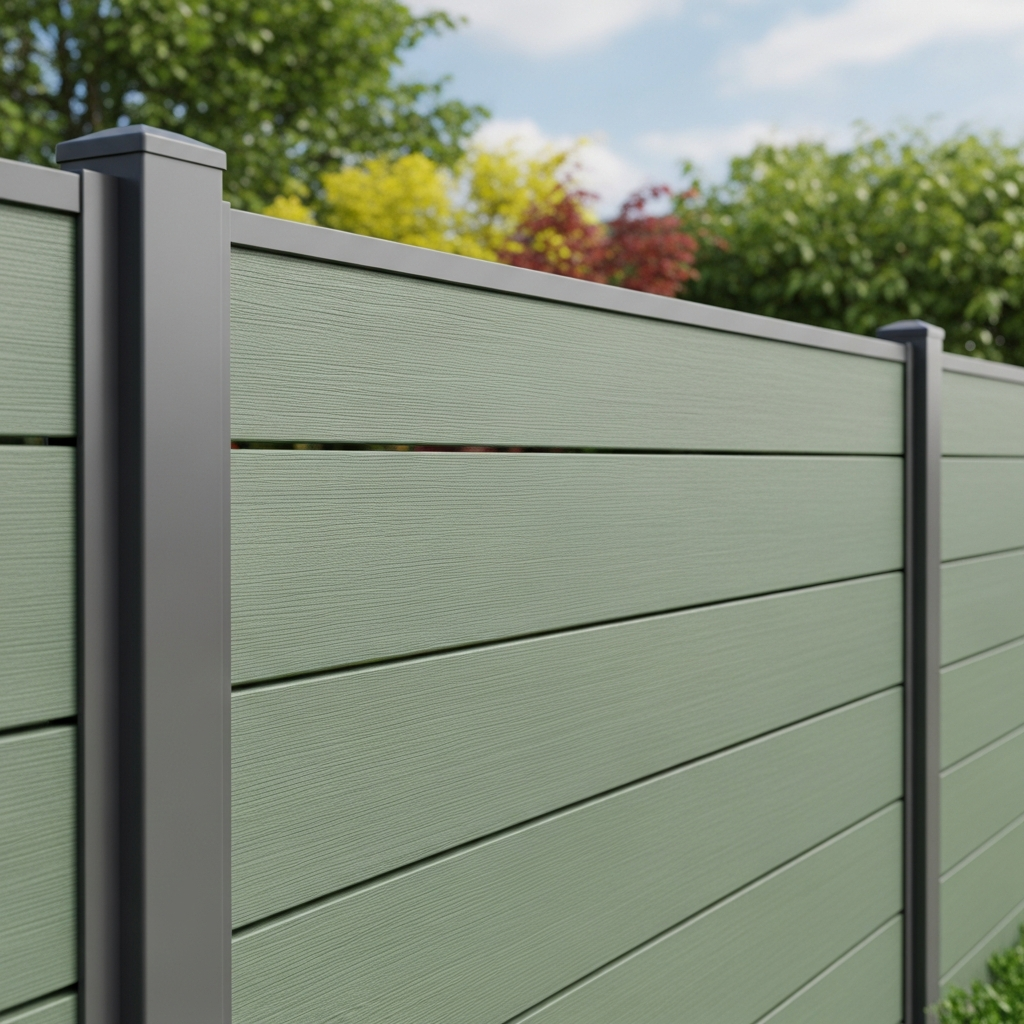 Composite horizontal panel — sage aluminium finish
